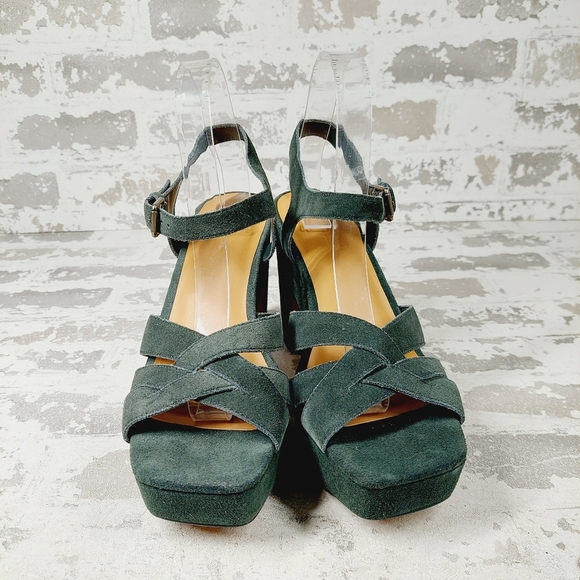 NEW Splendid Piper Brown Suede Heeled Platform Sandals W706 - Picture 3 of 14